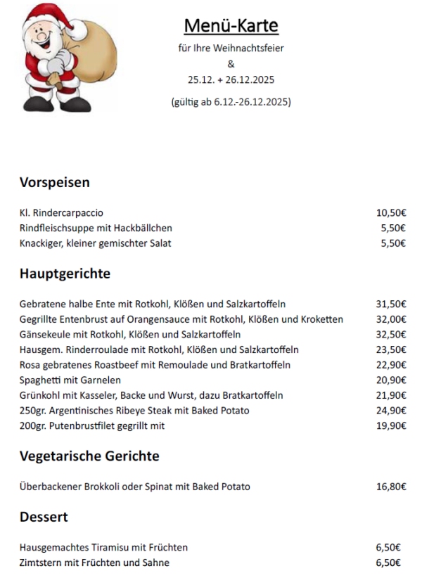Weihnachts-Menue 2025